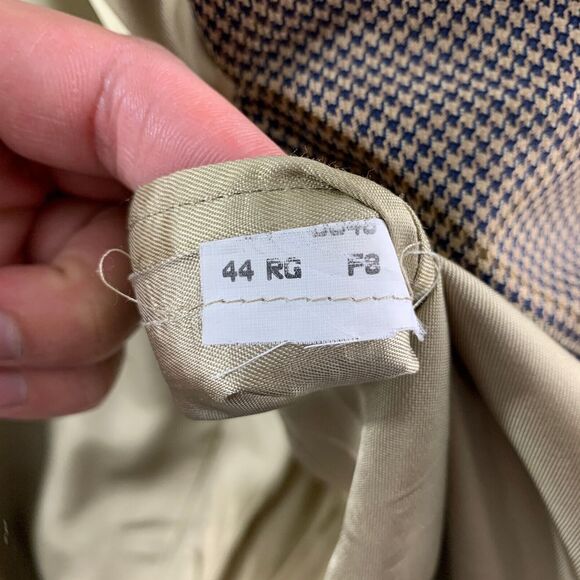 Brooks‎ Brothers Blazer Jacket Men 44RG Brown Houndstooth windowpane Sport Coat - Picture 8 of 14
